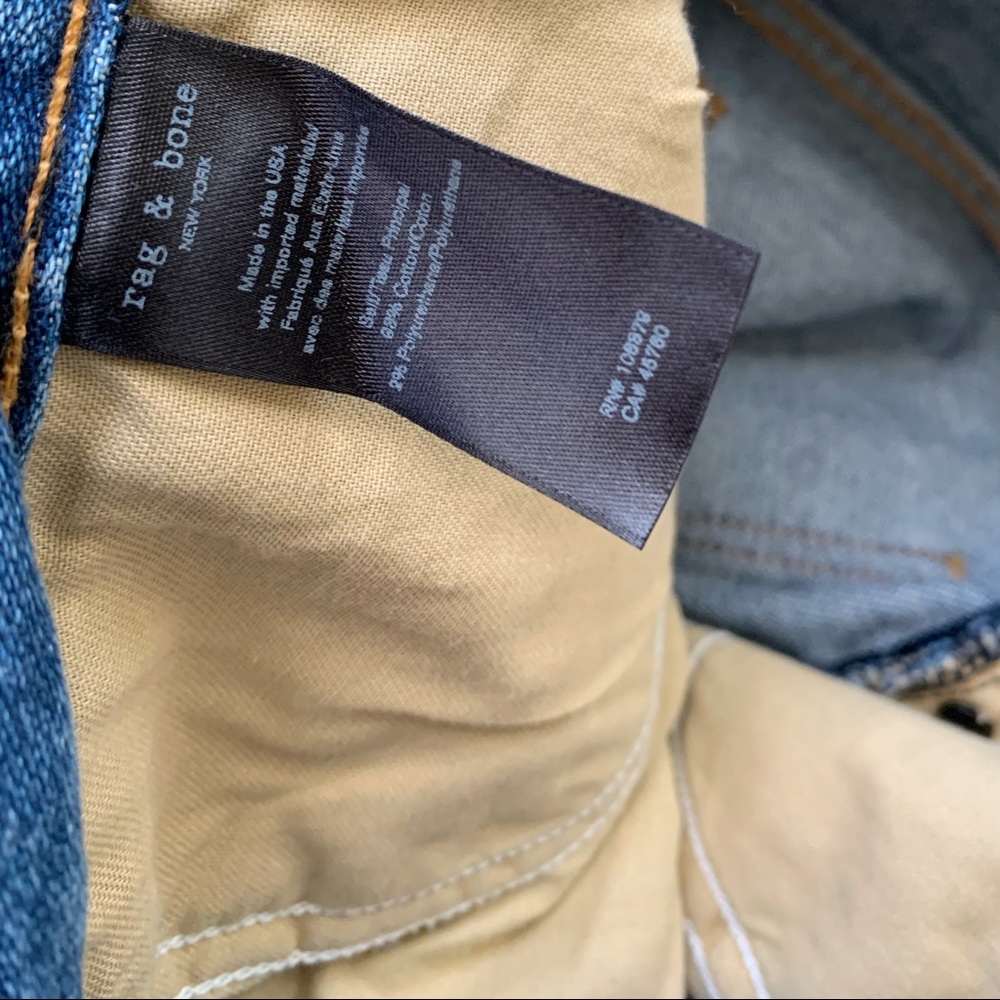 🍉RAG & BONE High Rise Straight Stretchy Jeans Crop Medium Wash Blue - Picture 14 of 16